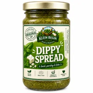 Jar of Klein Begin Dippy Spread with basil, parsley and feta